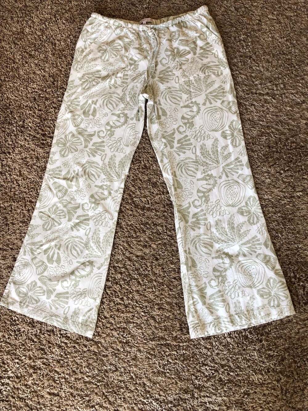 Sincerely Jules High Waist Wide Leg Linen Blend Pants with Sea Life Print